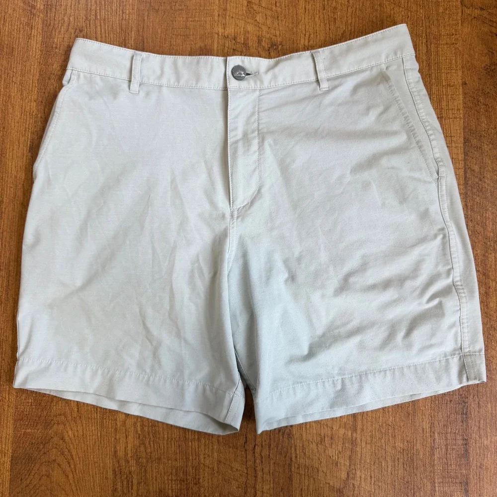 Faherty All Day Shorts Mens 33 Beige Hybrid Stretch Chino Casual Summer Beach